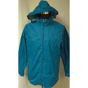 Magellan Womens (M) Teal Hooded Lightweight Full Zip Rain Windbreaker Jacket